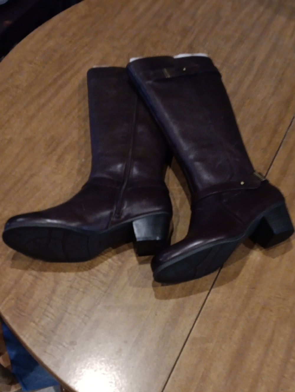 Naturalizer Dark Brown Leather Mid-Calf Heeled Boots